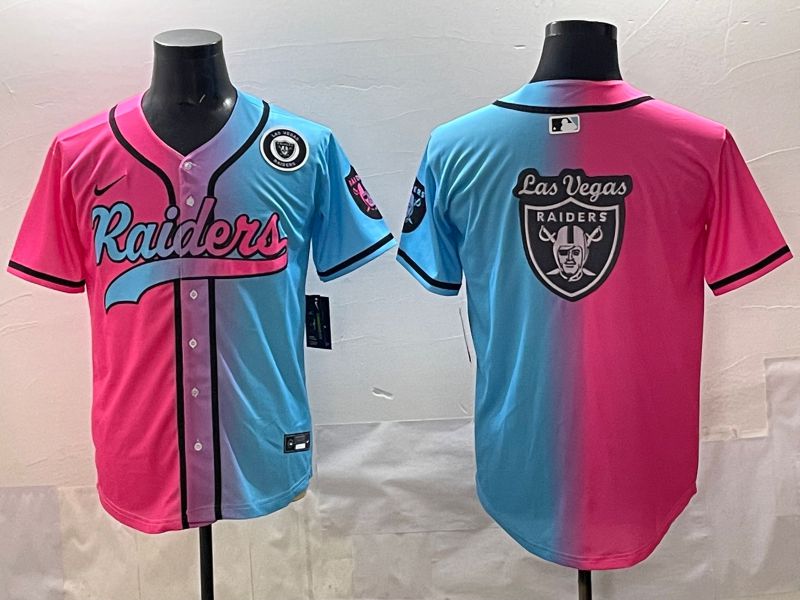 Men 2025 Oakland Raiders Blank Blue pink Nike Limited NFL Jersey style 0019